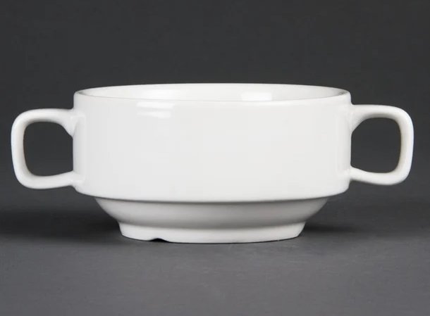 Olympia Whiteware Soup Bowls With Handles 400ml