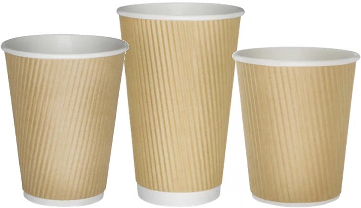 Kraft Ripple Wall Paper Hot Cups - Qty 500