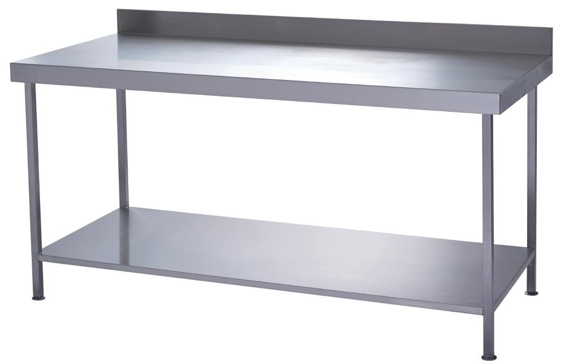 Stainless Steel Wall Bench with Upstand & One Undershelf. In a Choice of 14 Widths & 3 Depths