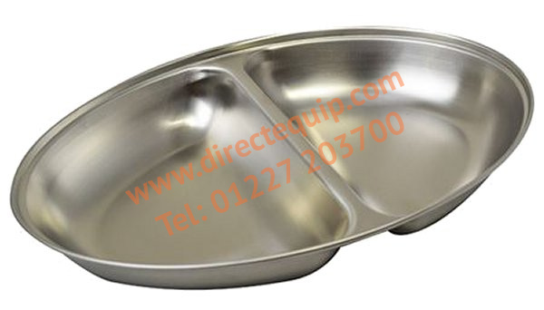 Stainless Steel Two Division Dish in 2 Sizes