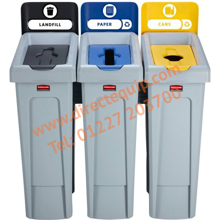 Rubbermaid Slim Jim Recycling Station Landfill, Paper, Cans
