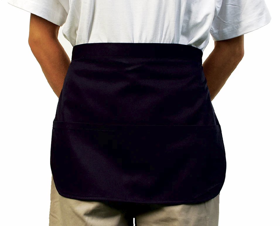 Black Money Pocket Waist Apron with Two Pockets