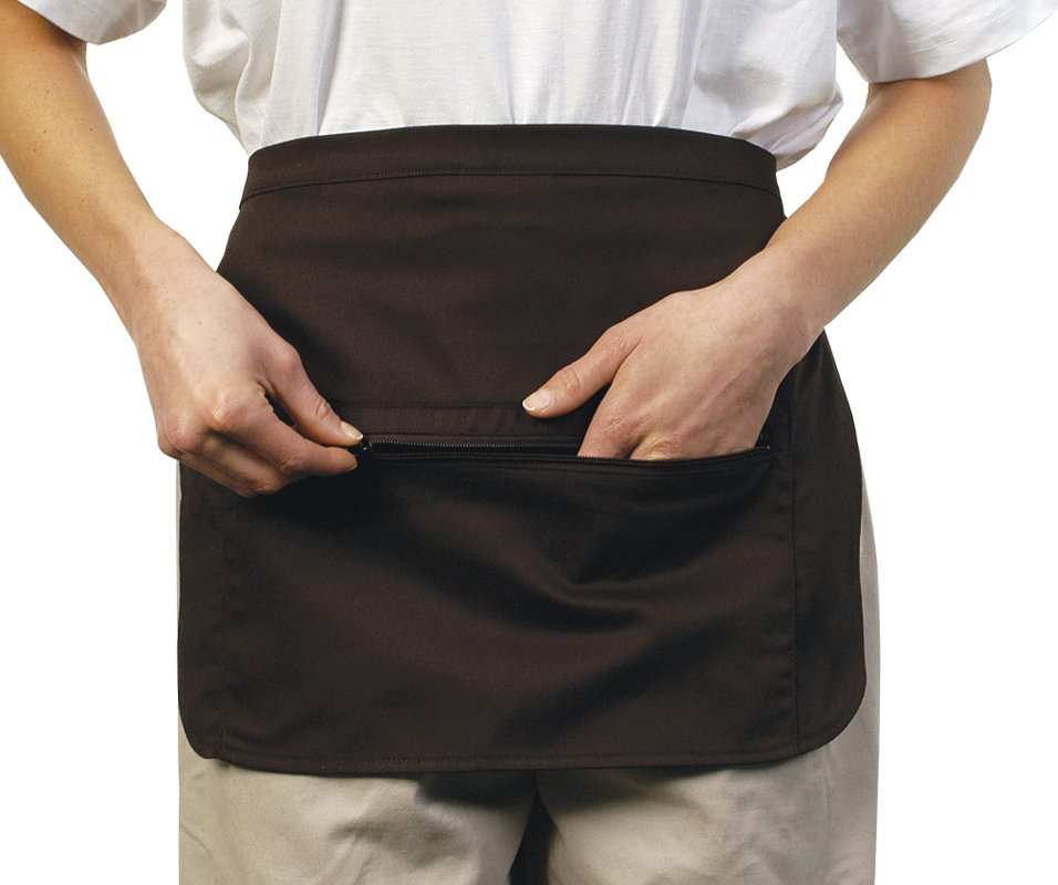 Black Waist Apron Money Pocket With Zip
