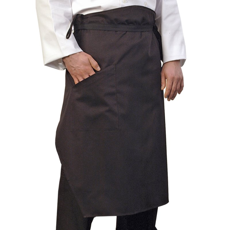 Exec Chef Apron Black with Looped Towel Holder and Angled Pocket