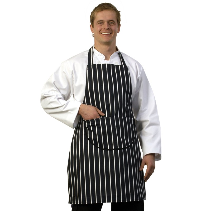 Butchers Apron with Pocket Blue & White Stripe