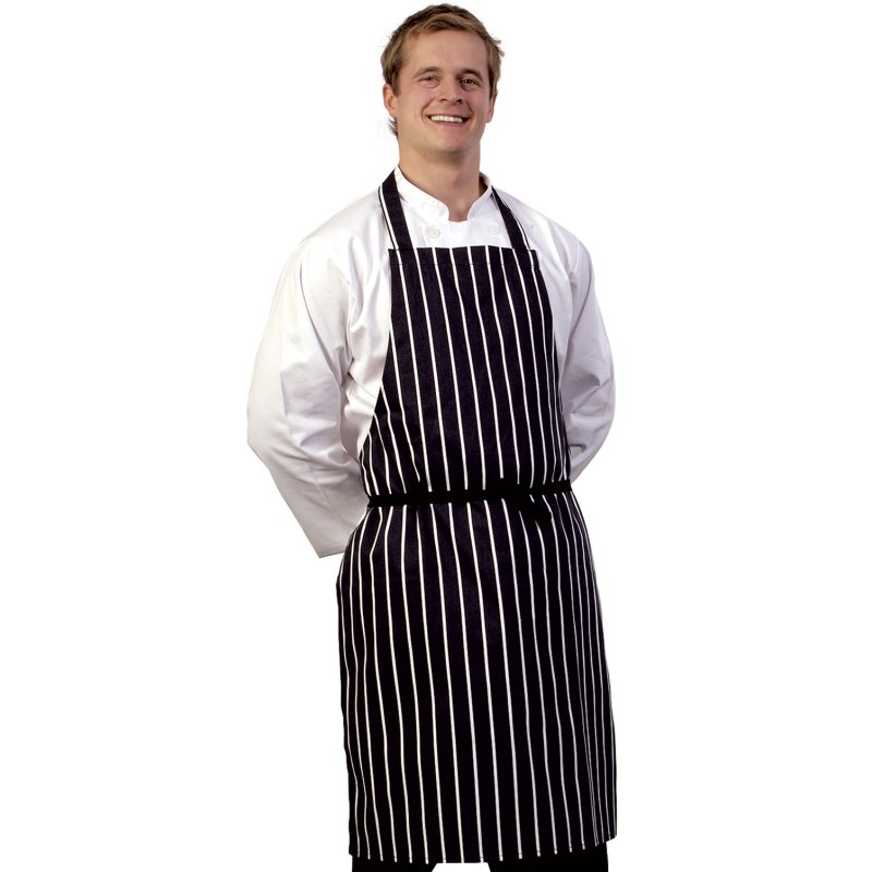 Butchers Apron Black & White Stripe