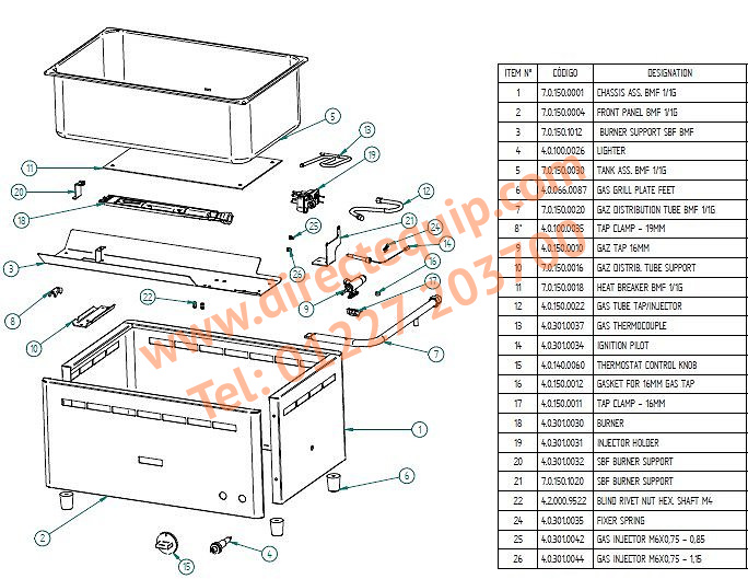 BMF1-1G 2015 Onwards Spares Diagram