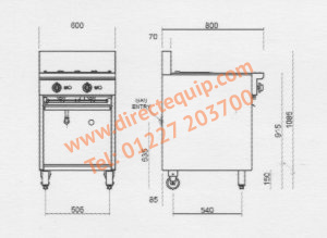 Blue Seal CB6 Gas BBQ Grill on Open Cabinet Base W600mm