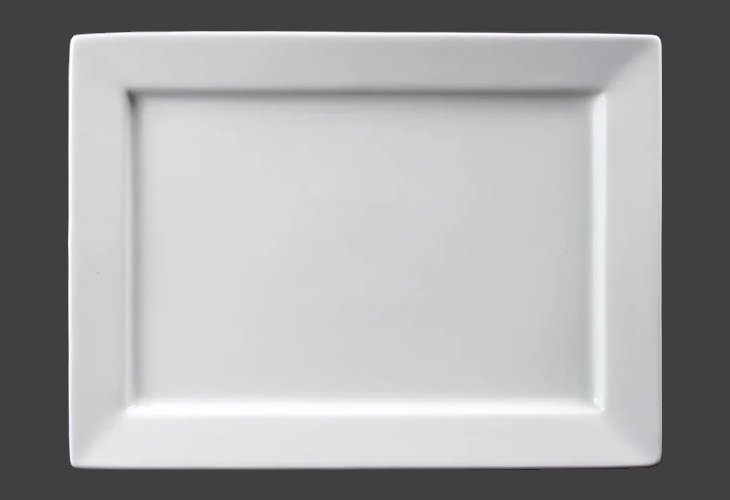 Olympia Whiteware Wide Rim Rectangular Platter 400 x 295mm