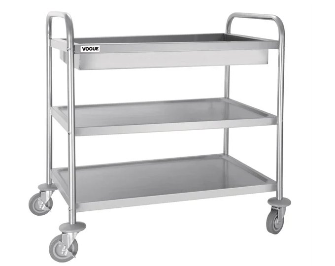Stainless Steel 3 Tier Deep Tray Clearing Trolley