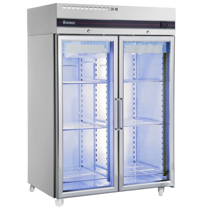 Inomak CEP2144CR Glass 2 Door Door Fridge 1432Ltr