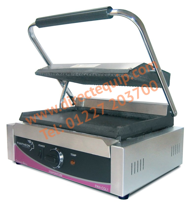 Pantheon CGL1S/R Contact Grill with Ribbed Top & Smooth Bottom Plate W410mm