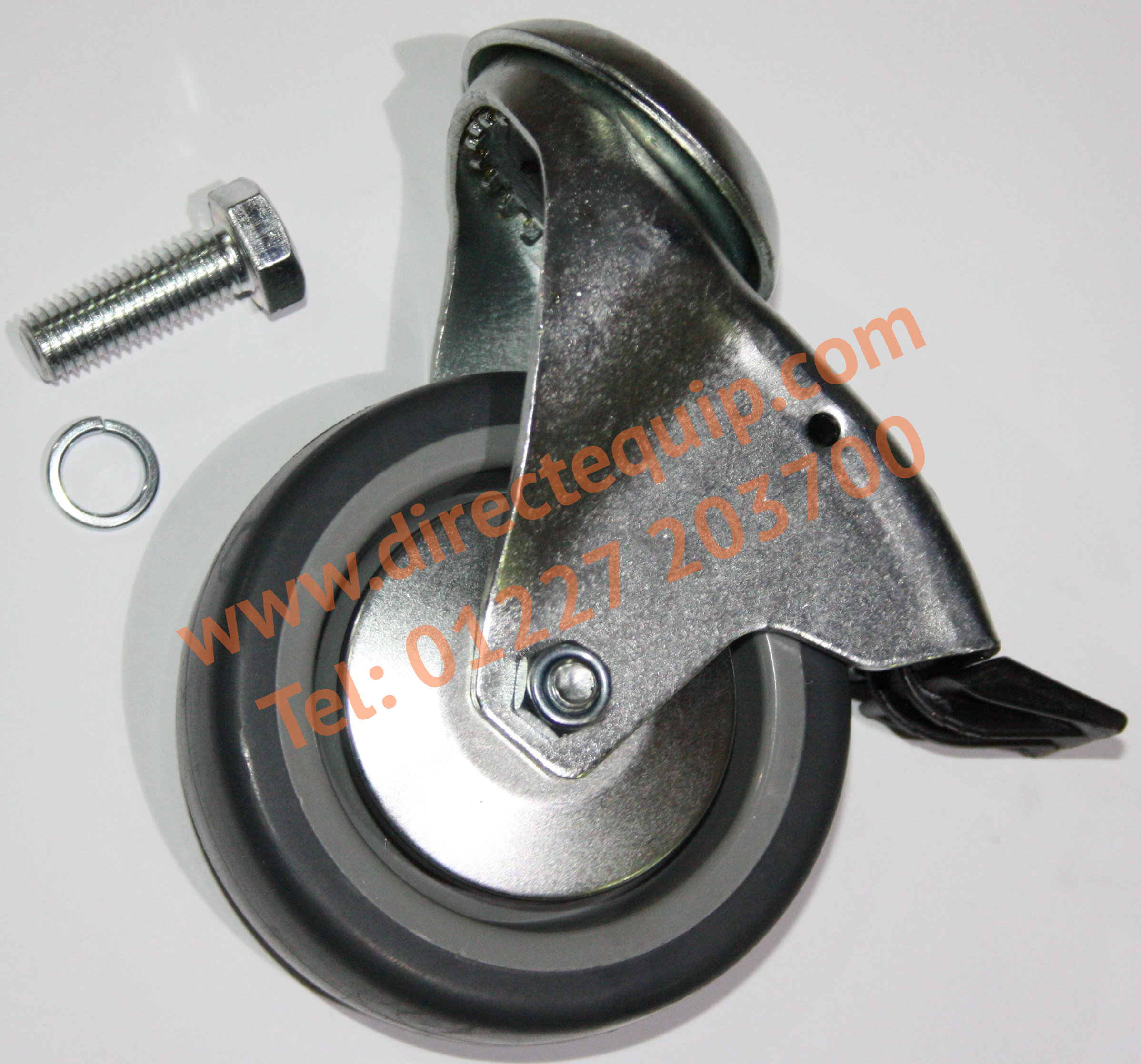 Braked 100mm Grey Swivel Castor with M12 x 35mm Bolt (CASTOR100BHD)