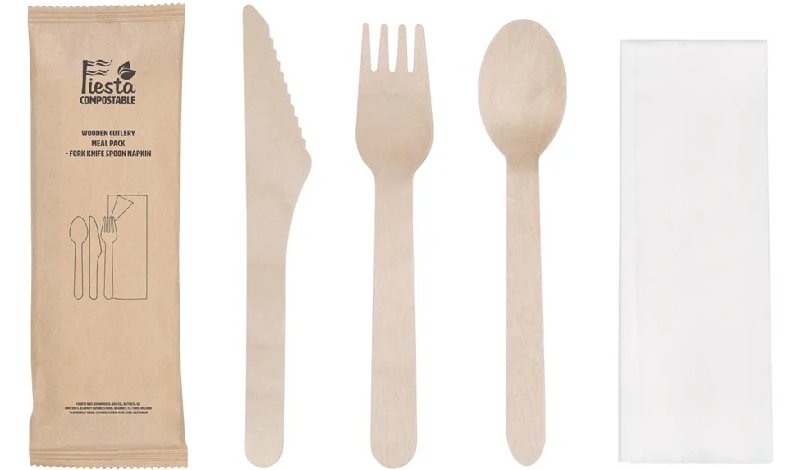 Fiesta Compostable 4-in-1 Wooden Cutlery Sets (250 Pack)