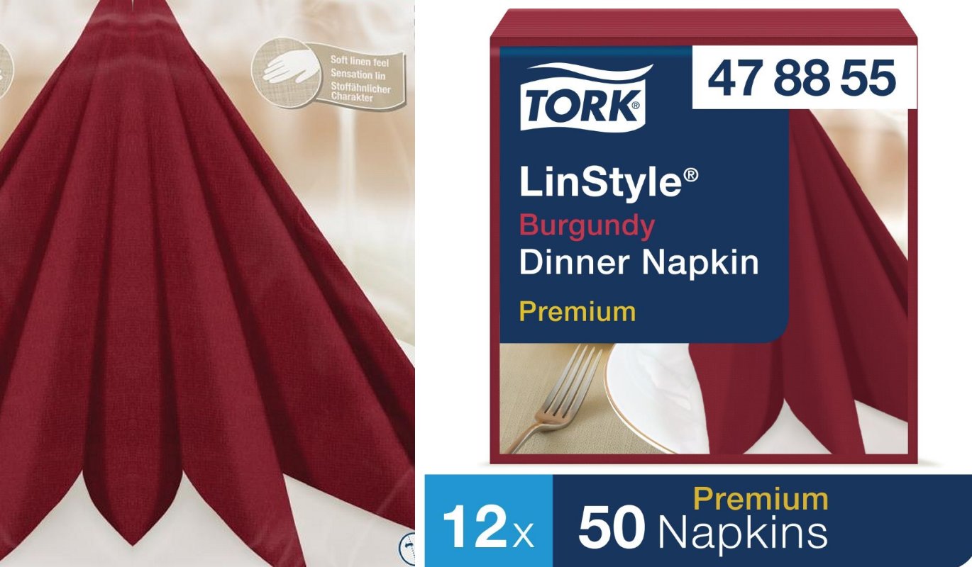 Tork Premium Linstyle Dinner Napkins 1ply 1/4 Fold (Qty 600)