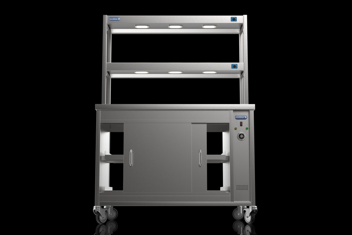 NordStar DTC1200P Pass Through Hot Cupboard & Two Tier Heated Gantry with Dimmer W1200mm