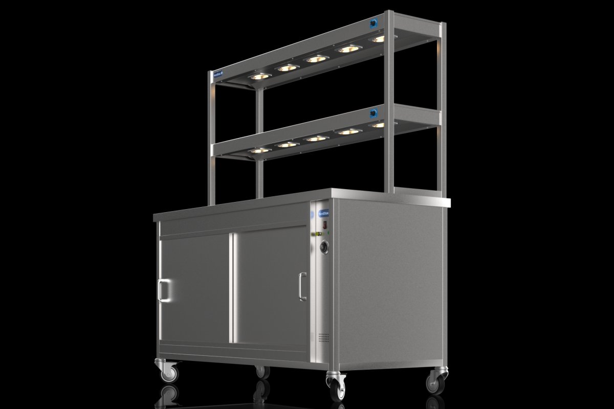 NordStar DTC1500 Hot Cupboard & Two Tier Heated Gantry with Dimmer W1500mm
