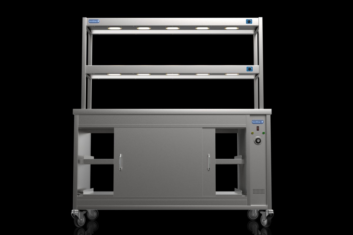 NordStar DTC1500P Pass Through Hot Cupboard & Two Tier Heated Gantry with Dimmer W1500mm