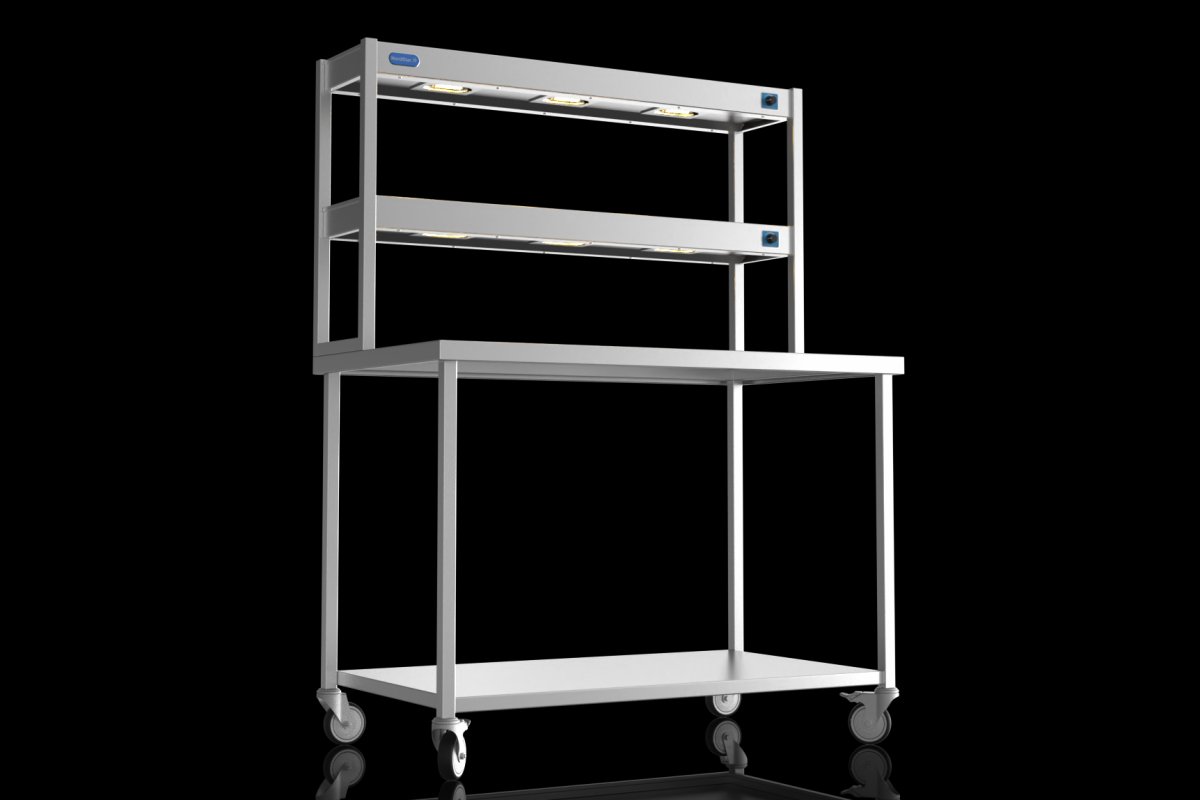 NordStar DTCMCB1200 Mobile Centre Table with 2 Tier Heated Gantry W1200mm