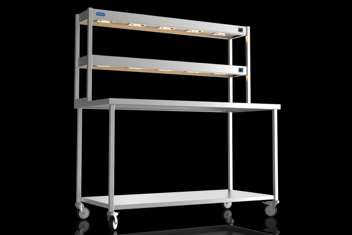 NordStar DTCMCB1500 Mobile Centre Table with 2 Tier Heated Gantry W1500mm
