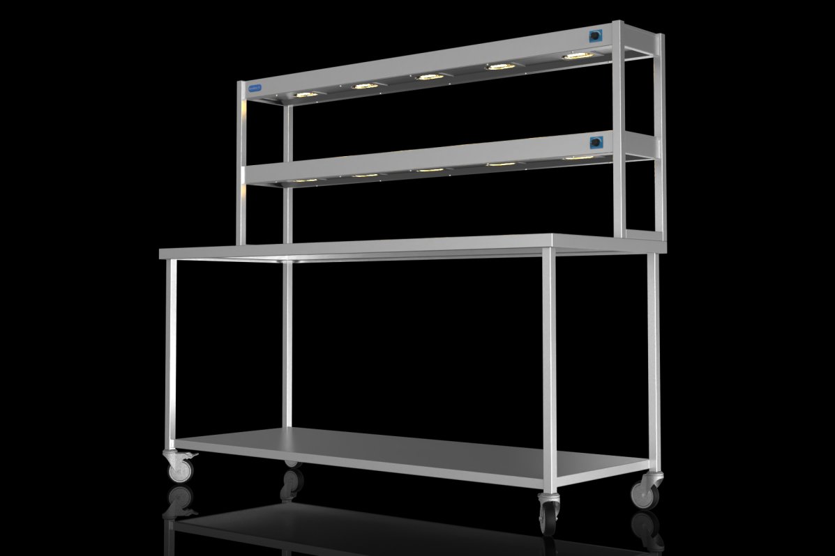 NordStar DTCMCB1800 Mobile Centre Table with 2 Tier Heated Gantry W1800mm