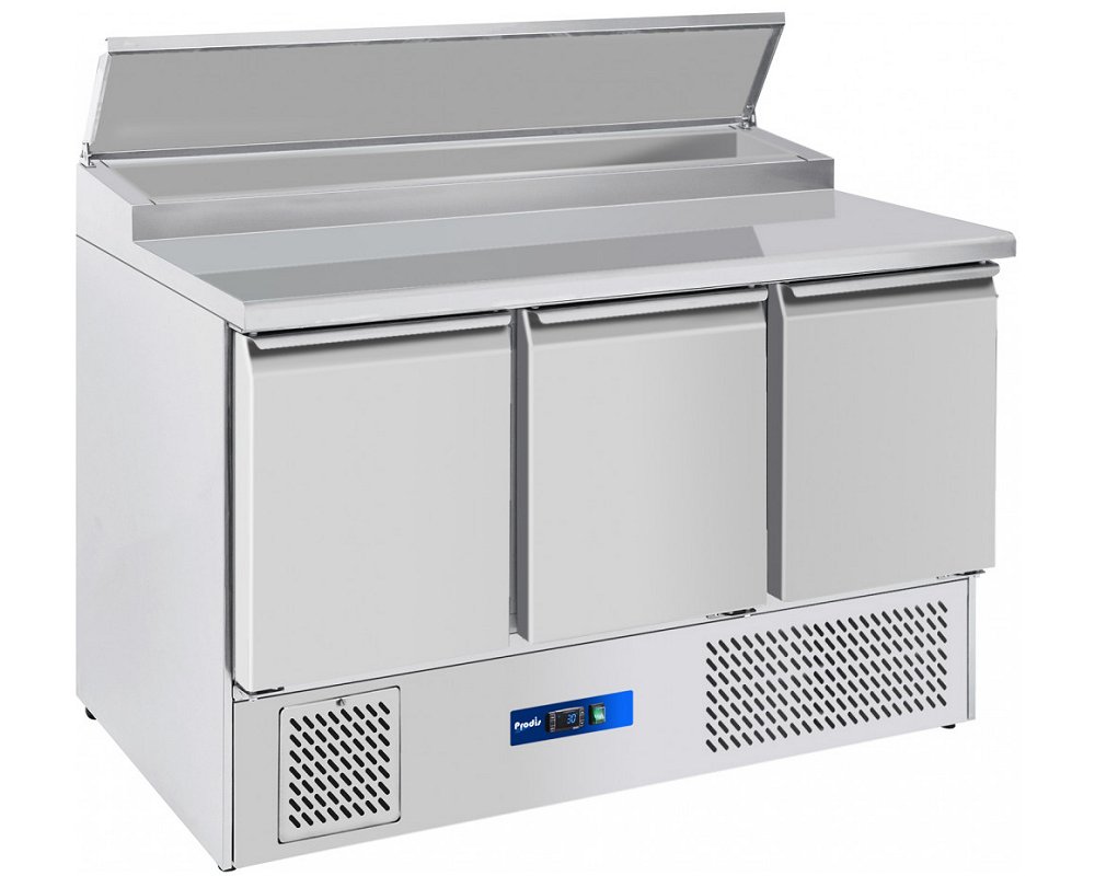 Prodis EC-3PREP 3 Door Fridge Prep Counter 8 x 1/6 GN Topping Well W1365mm