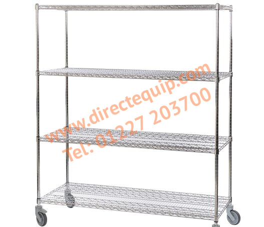 Bright Chrome Wire Shelving 4 Tier