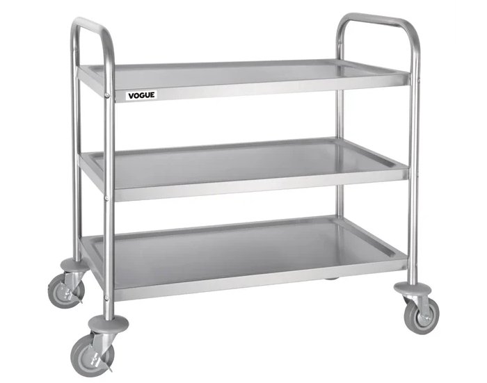 Stainless Steel 3 Tier Clearing Trolley Medium