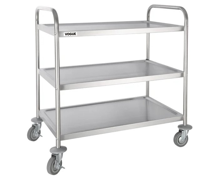 Stainless Steel 3 Tier Clearing Trolley Large