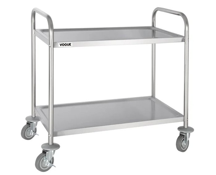 Stainless Steel 2 Tier Clearing Trolley Medium