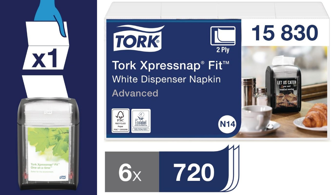 Tork Xpressnap Fit Dispenser Napkins White 2Ply