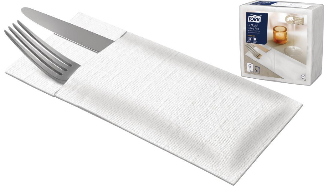 Tork Premium LinStyle Cutlery Napkins White 1ply