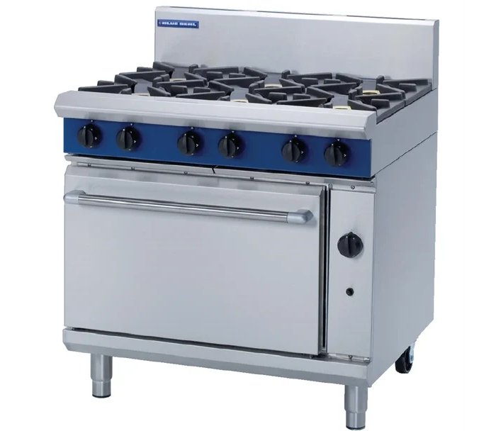 Blue Seal G506D 6 Burner Gas Range Static Oven W900mm