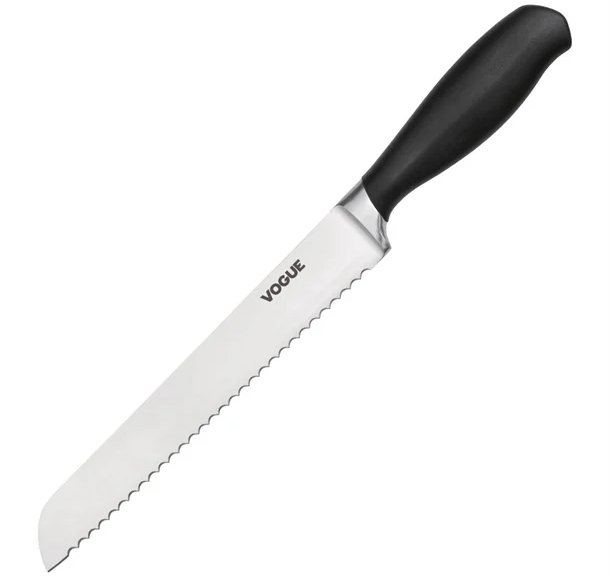 Vogue Soft Grip Bread Knife Black 20cm (GD753)