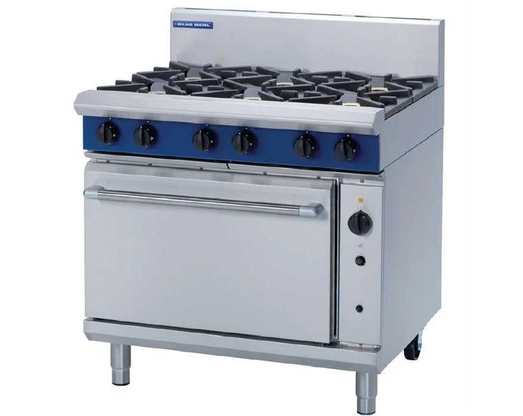 Blue Seal GE56D 6 Burner Gas Range Electric Convection Oven W900mm