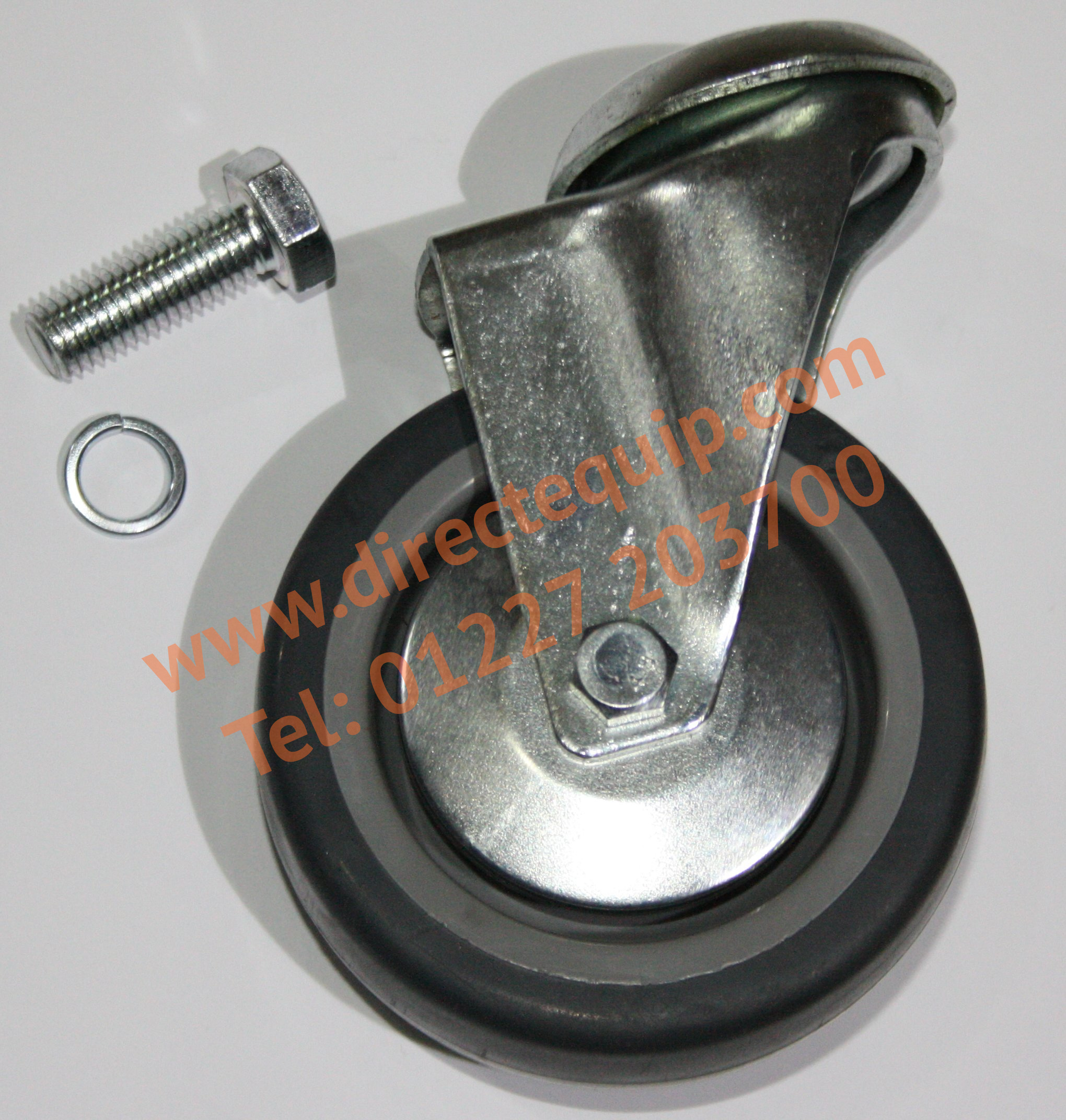 100mm Dia Swivel Castor Grey Rubber M12 x 35mm