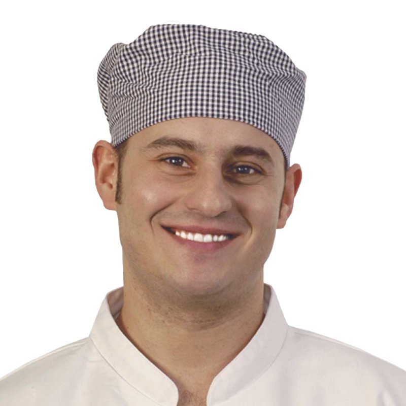 Chefs Skull Cap Blue & White Check