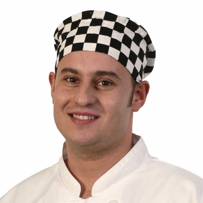 Chefs Skull Black & White Check