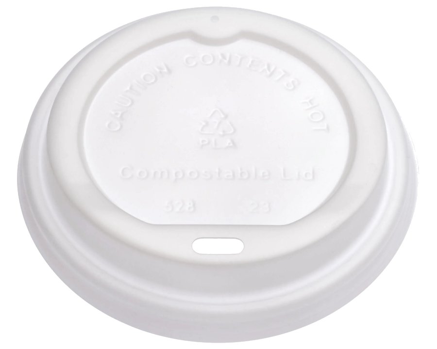 White Compostable Lids to Fit 8, 12 & 16oz Cups - Qty 1000