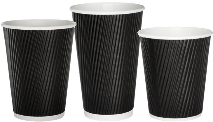 Black Ripple Wall Paper Hot Cups - Qty 500
