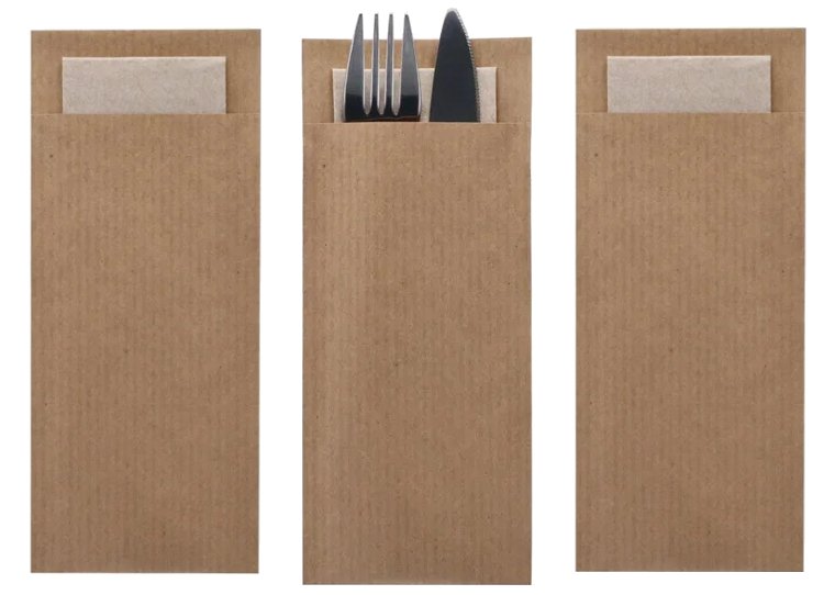 Kraft Cutlery Pouch with 2ply Napkin (500 Pack)