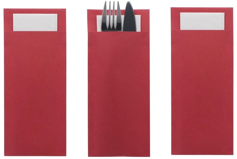 Cutlery Pouch & 2ply Napkin Beet Red (500 Pack)