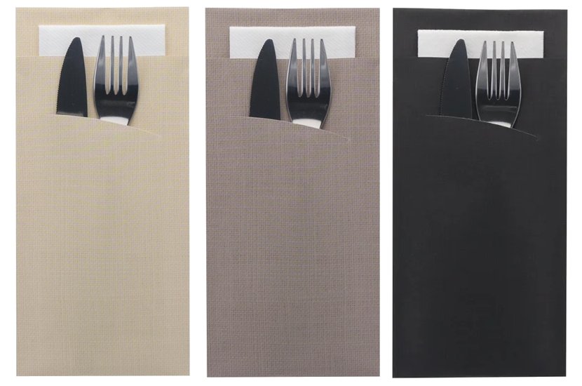 Extra Size Cutlery Pouch & White Napkin (200 Pack) 
