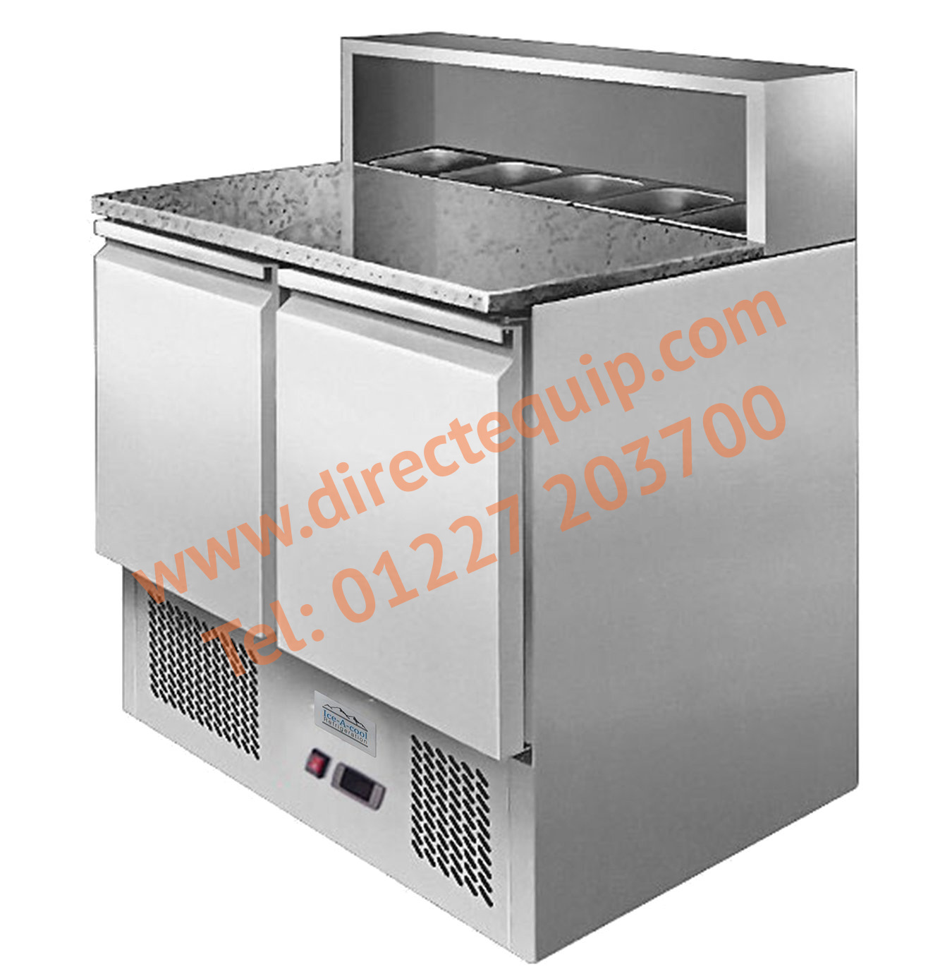 Ice-A-Cool ICE3831GR 2 Door Marble Top Saladette Counter W900mm