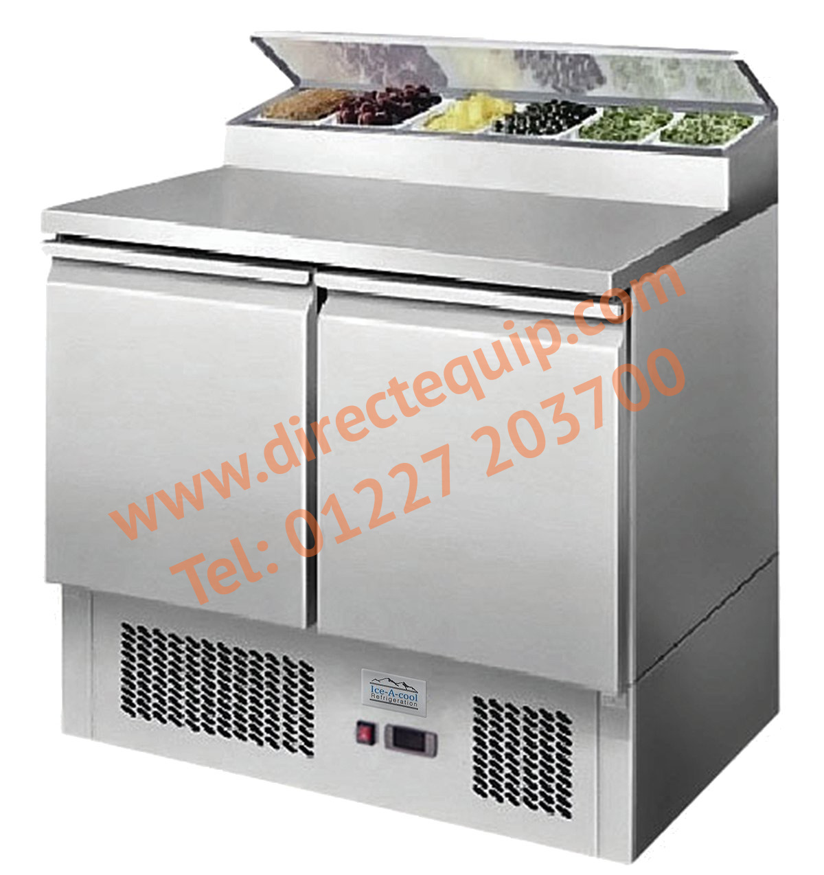 Ice-A-Cool 2 Door Refrigerated Saladette Prep Counter ICE3832GR