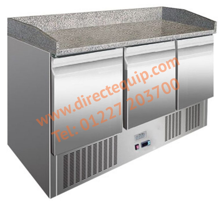 Ice-A-Cool ICE3852GR 3 Door Marble Top Refrigerated Prep Unit W1400mm