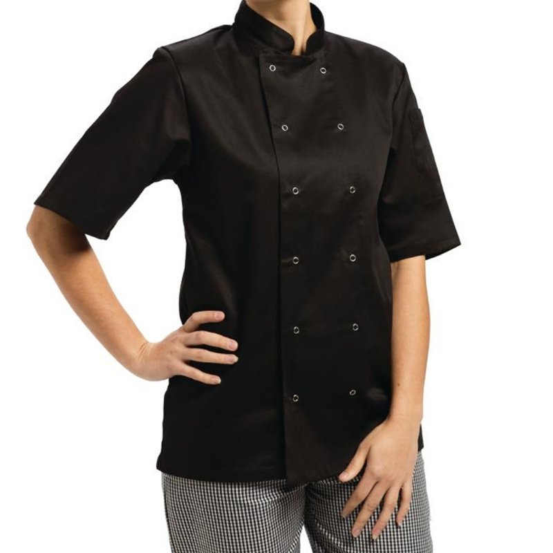 Danny Black Short Sleeve Chefs Jacket