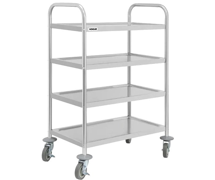 Vogue 4-Shelf Stainless Steel Service/Clearing Trolley