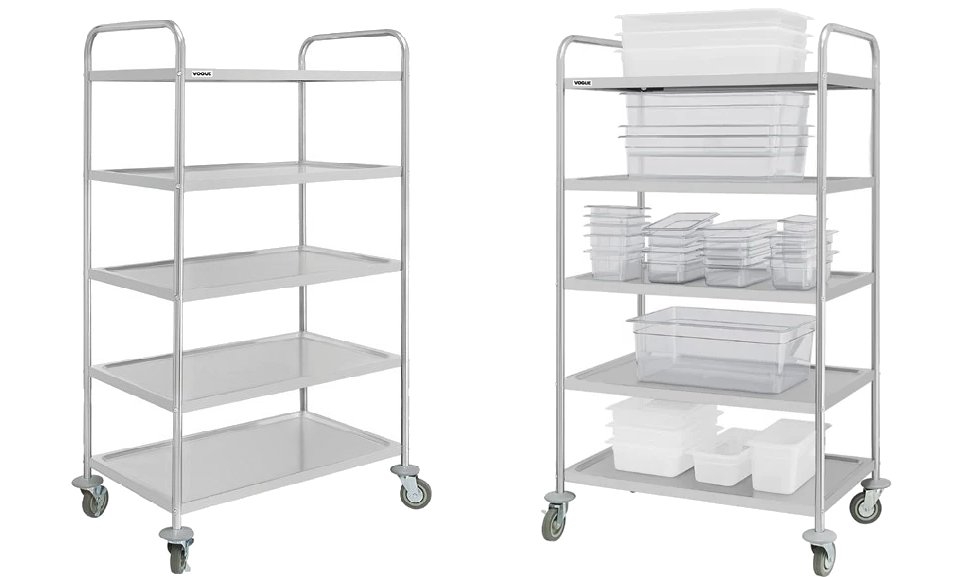 Vogue 5-Shelf Stainless Steel Service/Clearing Trolley