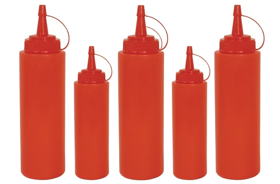 Vogue Red Squeeze Sauce Bottles